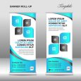 poster template free download roll up banner stand template blue styles vector
