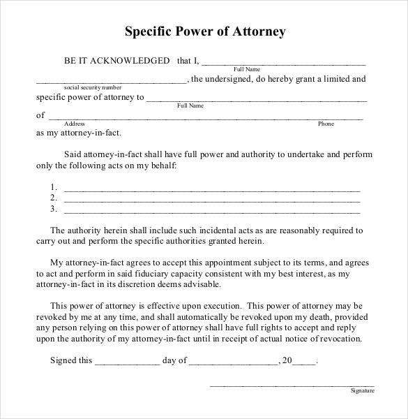 power of attorney document