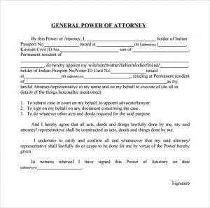 power of attorney example example of general power of attorney form