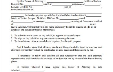 power of attorney example example of general power of attorney form