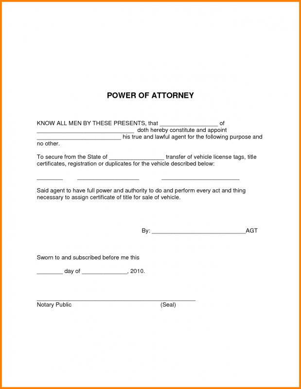 power of attorney example