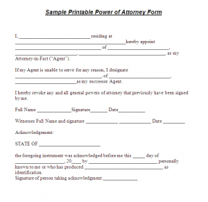 power of attorney form free printable printable power of attorney form