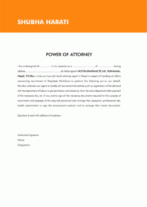 power of attorney letter power of attorney