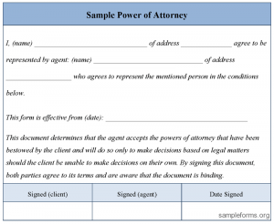power of attorney sample sample power of attorney form1