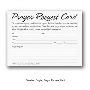 prayer card template church prayer request cards