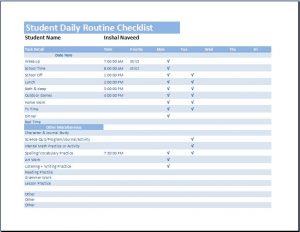 prayer list template student daily routine checklist