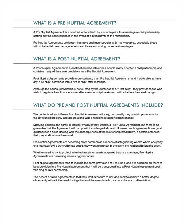 prenup agreements template