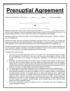 prenuptial agreement example prenuptial agreement template
