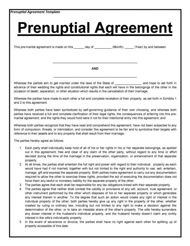 prenuptial agreement example