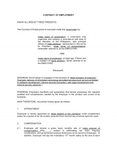 prenuptial agreement template contract ofemployment probationary employee