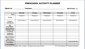 preschool lesson plan template preschool lesson plan