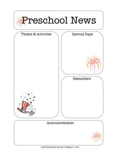 preschool newsletter template julynewsletter