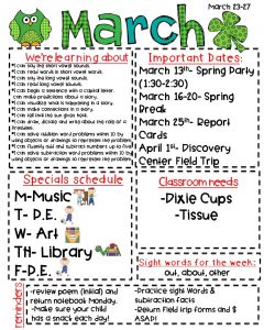 preschool newsletter templates march