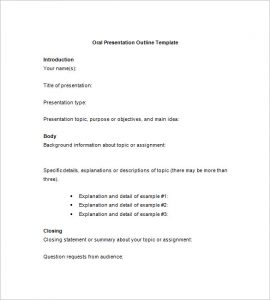 presentation outline template sample oral presentation outline template in word free download