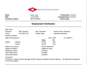 previous employment verification form