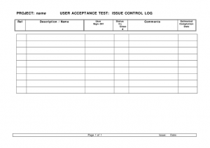 price sheet template acceptance test issue control log