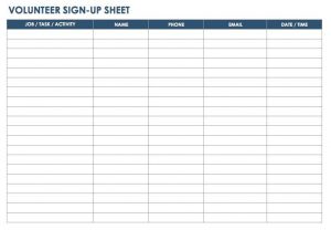 printable appointment book ic volunteer sign up sheet template