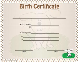 printable birth certificate birth certificate for puppies pdf format download