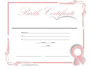 printable birth certificate birth certificate template word doc