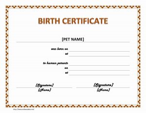 printable birth certificate pet certificate of birth