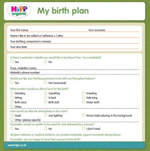 printable birth plan my birth plan