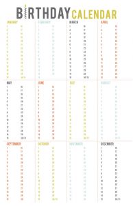 printable birthday calendar birthdaycalendar