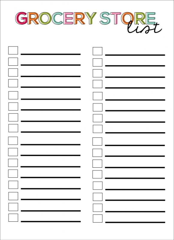 printable blank grocery list