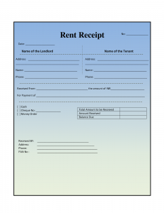 printable cash receipt misc serene blue theme colors with rental property receipt per page