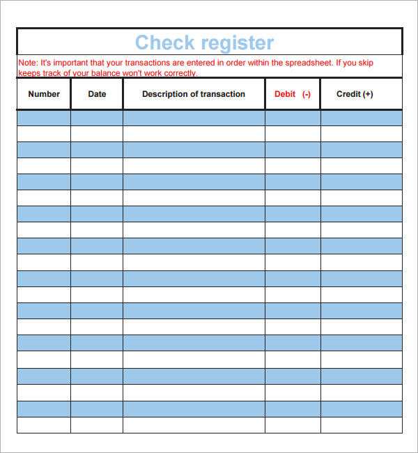 printable check registers