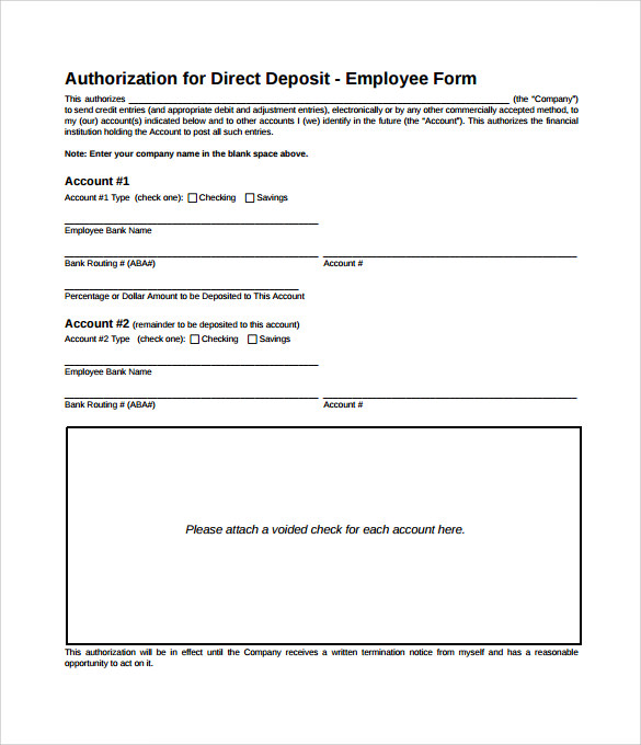printable direct deposit form