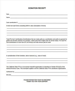 printable donation form template printable donation receipt form