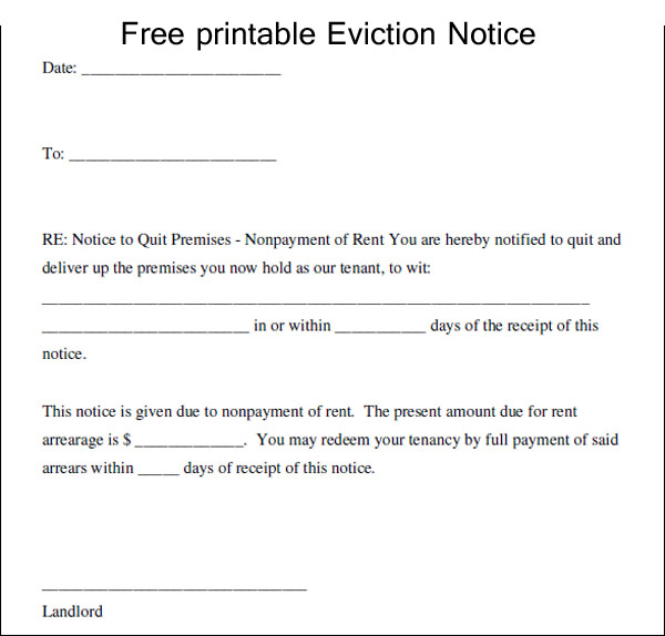 printable eviction notice