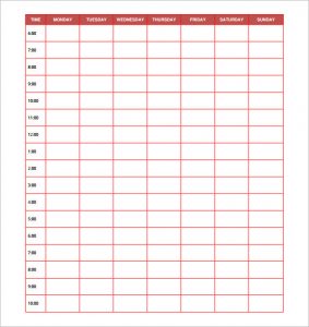 printable hourly schedule daily employee schedule template free download