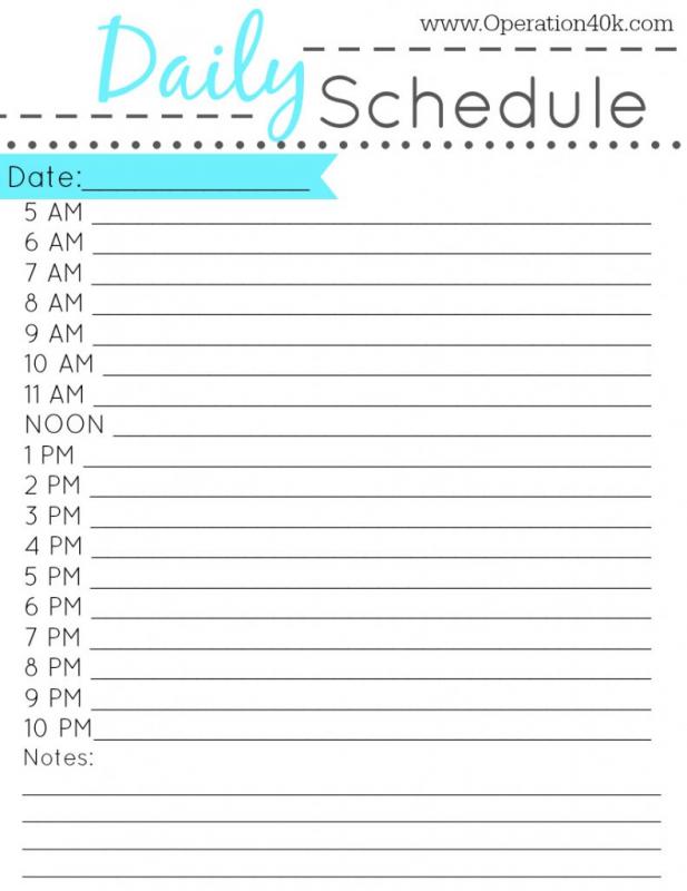 Printable Hourly Schedule | Template Business
