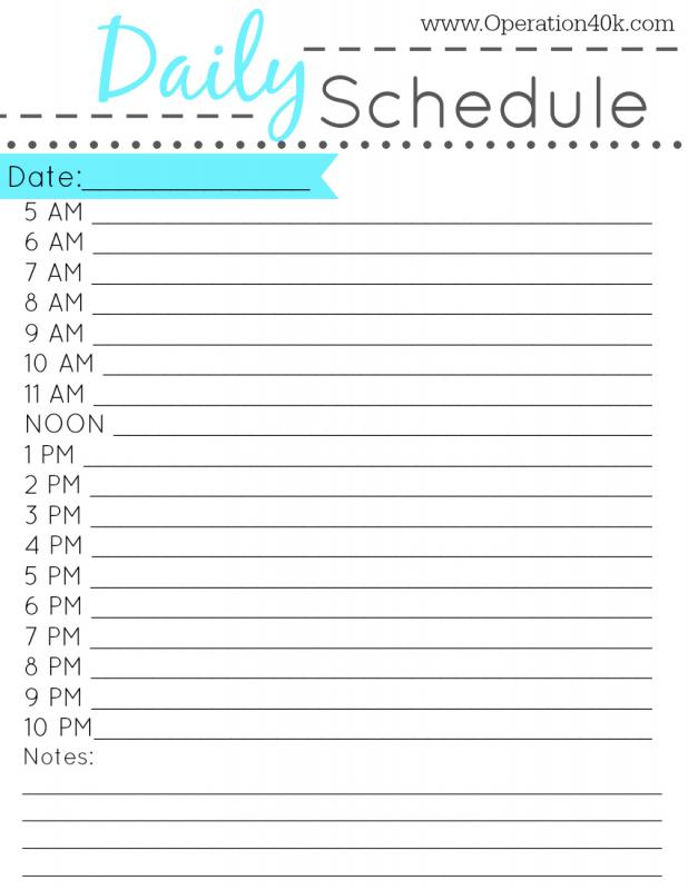 printable hourly schedule