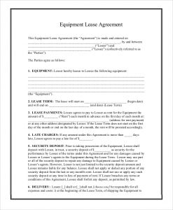 printable lease agreement printable equipment lease agreement