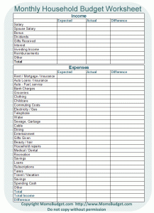 printable monthly budget template householdbudget