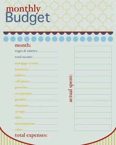 printable monthly budget template monthly budget
