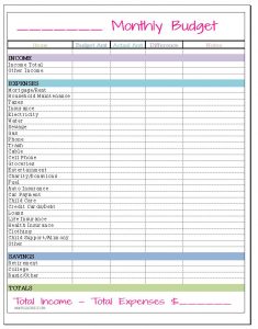 printable monthly budget template monthly budget final