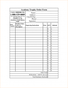printable order form template printable order form templates