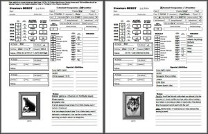 printable pathfinder character sheet animal sheet