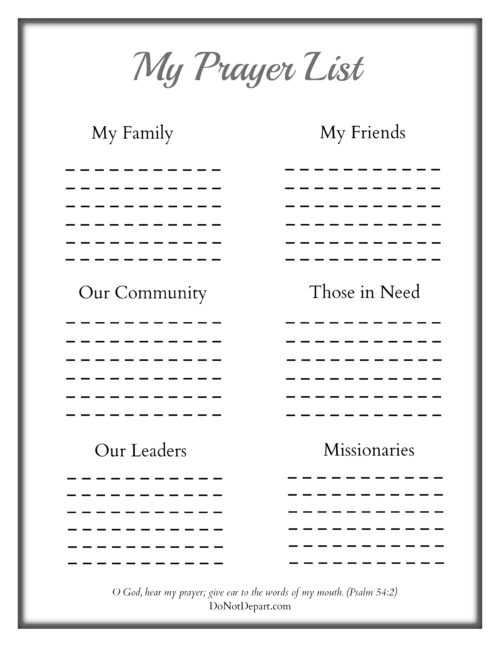 printable prayer list