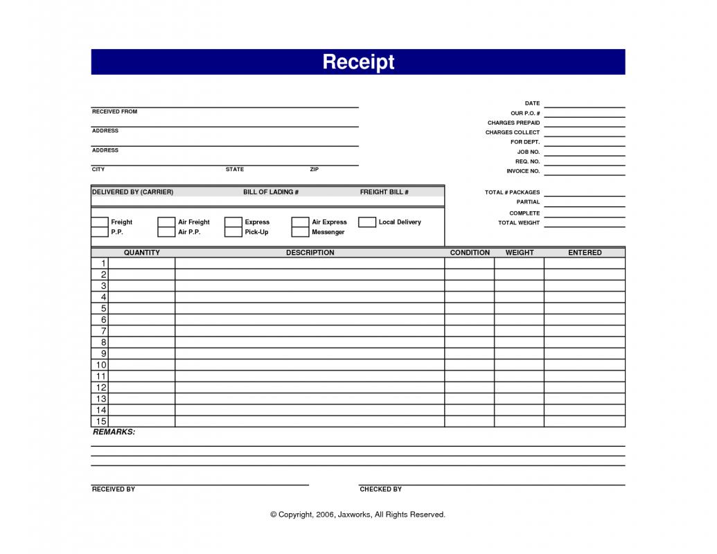 printable receipt template