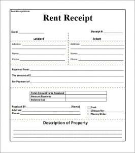 printable rent receipts others tenant rent receipt and form template for house or property rental service
