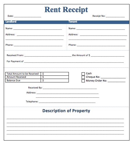 printable renters receipt