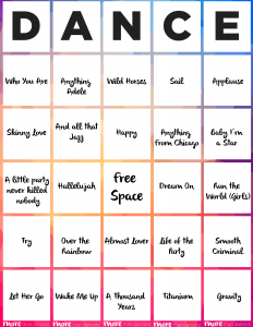 printable time sheet dance bingo