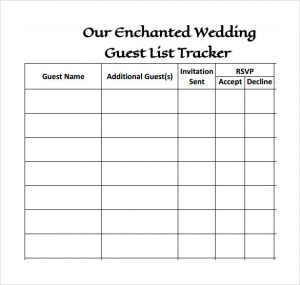 printable wedding guest list other templates easy to use and simple wedding guest tacker template with table layout