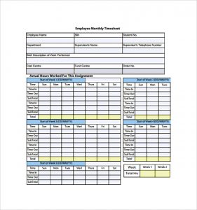 printable weekly time sheets employee monthly timesheet template