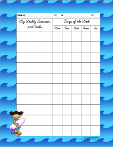 printable weekly time sheets weekly task chart