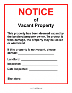 printed newsletter template vacant property notice